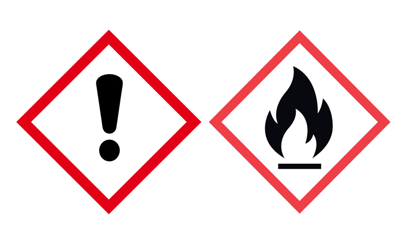 Hazardous and flammable symbols