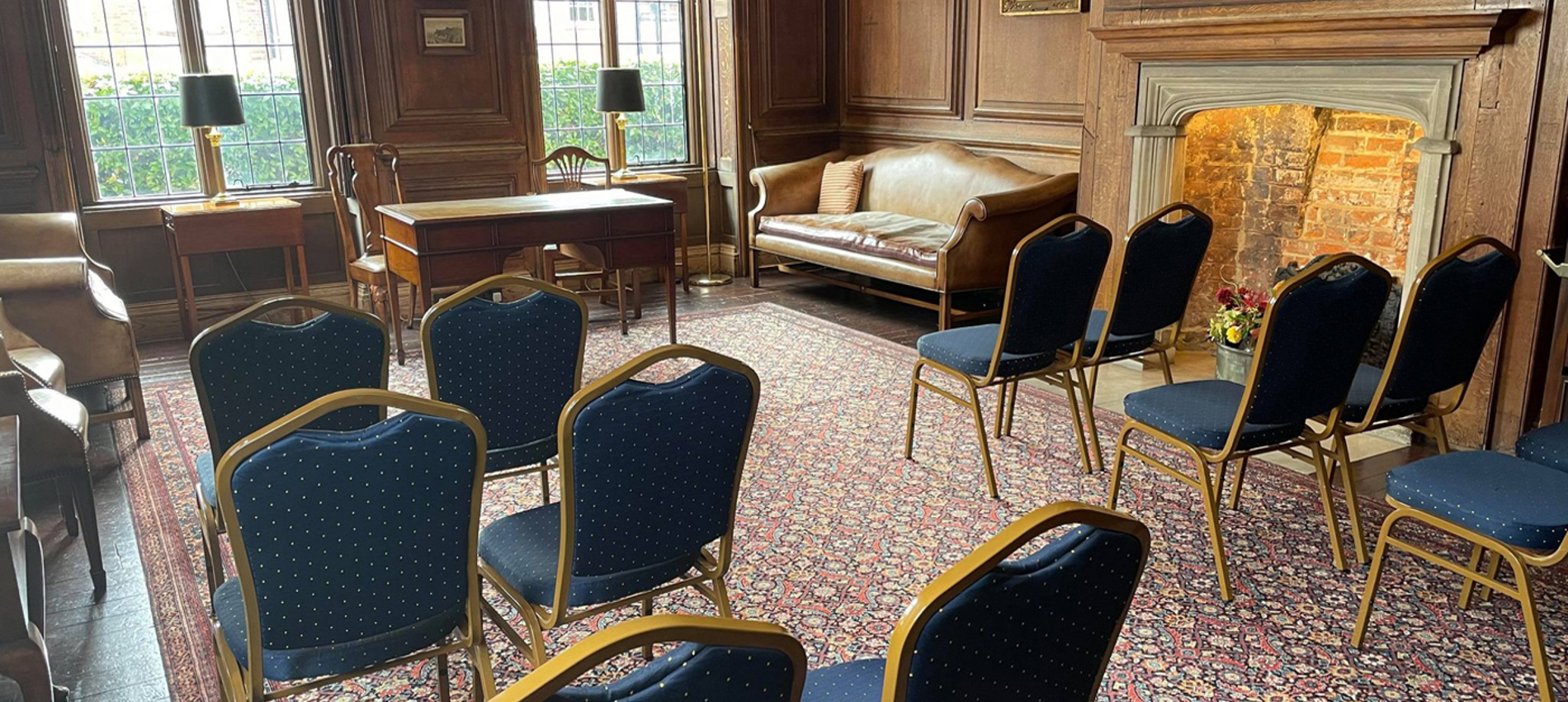 nojs Chairs laid out in the Warnham room facing front windows