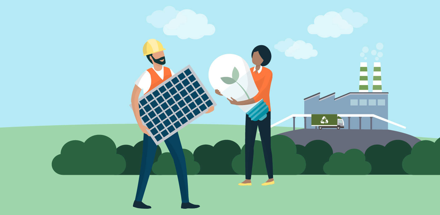 Man holding a solar panel