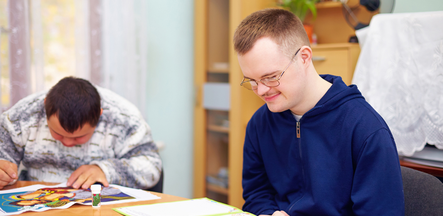 nojs Adults with learning difficulties performing activities.