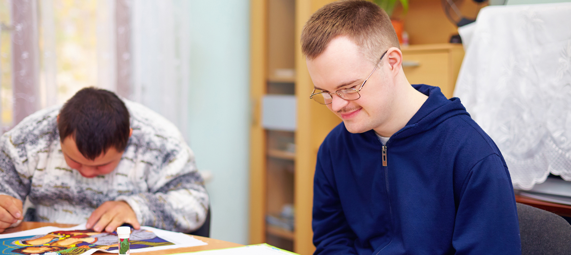 nojs Adults with learning difficulties performing activities.