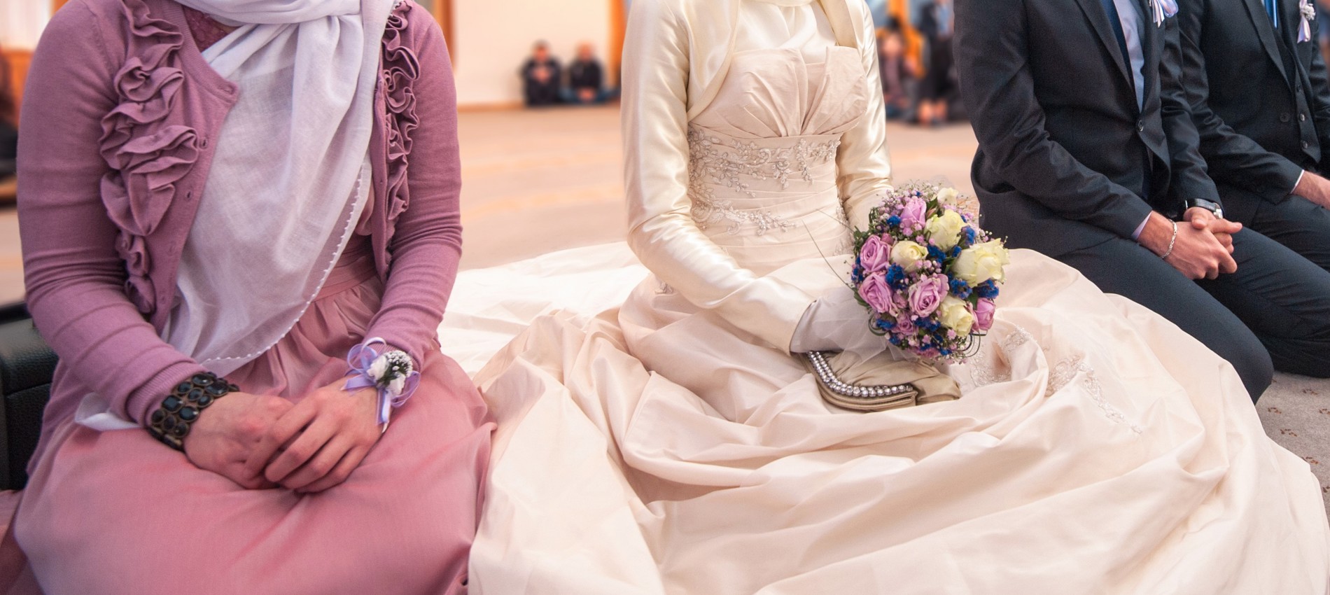 nojs People, including a bride, at an Islamic marriage ceremony.  