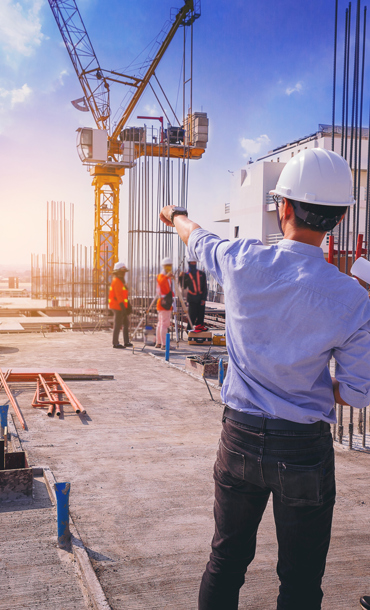 Men working on a building site