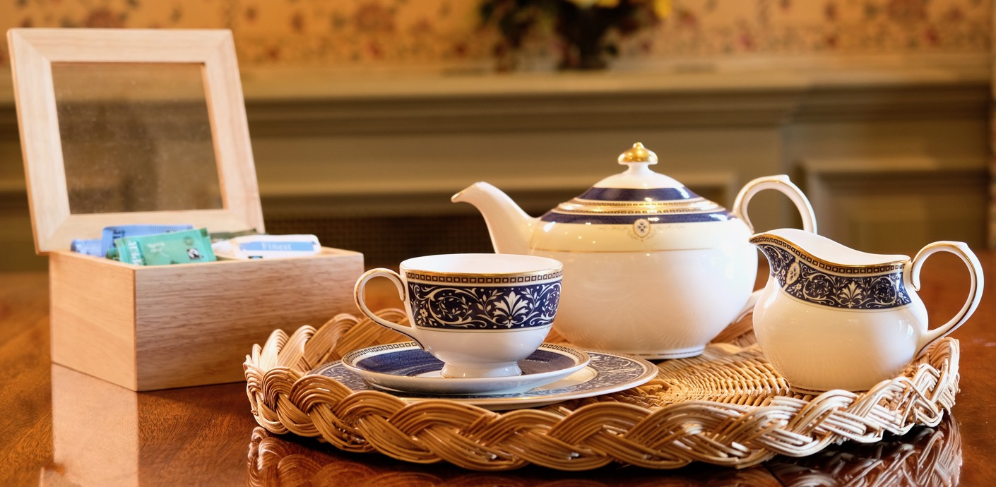Table set up for afternoon tea at the house.