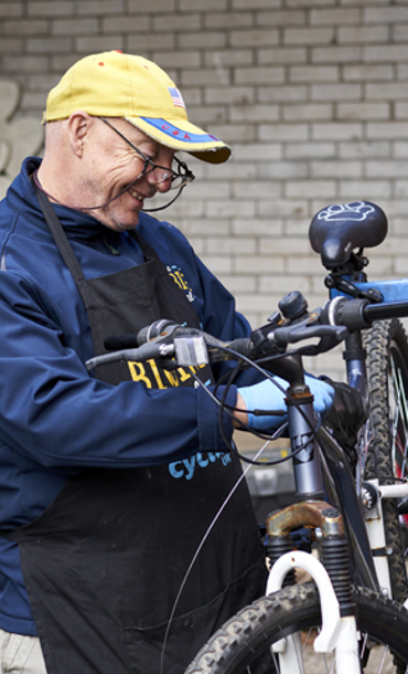 Man working on a bicycle